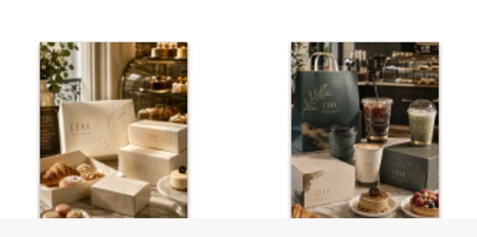 Premium café scene with embossed cups on counter